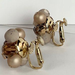 VENDOME - Aurora Borealis, Marbled Stone - Screw Clip Back Earrings